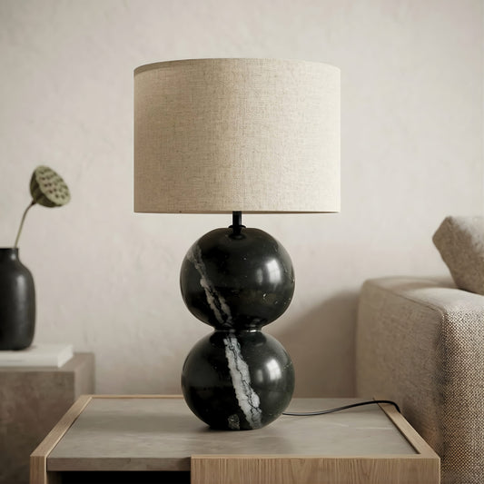 Vesper Stacked Black Marble Lamp