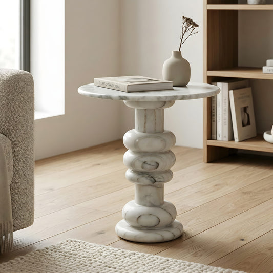 Noor Sculptural Marble Side Table