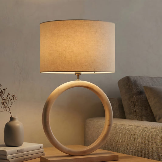 Marvella Open-Ring Black Wooden Lamp