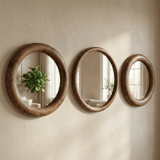 Reva Wooden Round Mirror