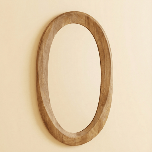 Aurelia Deep-Framed Wooden Oval Mirror