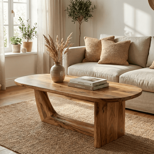 Vela Asymmetrical Solid Wood Coffee Table
