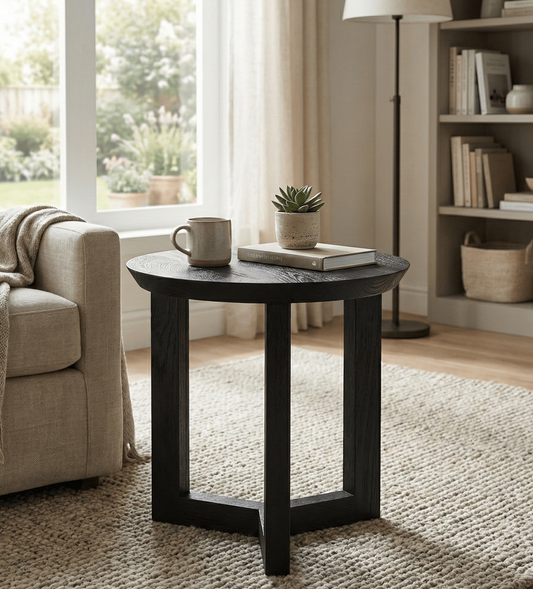 Kuro Geometric Wooden Side Table