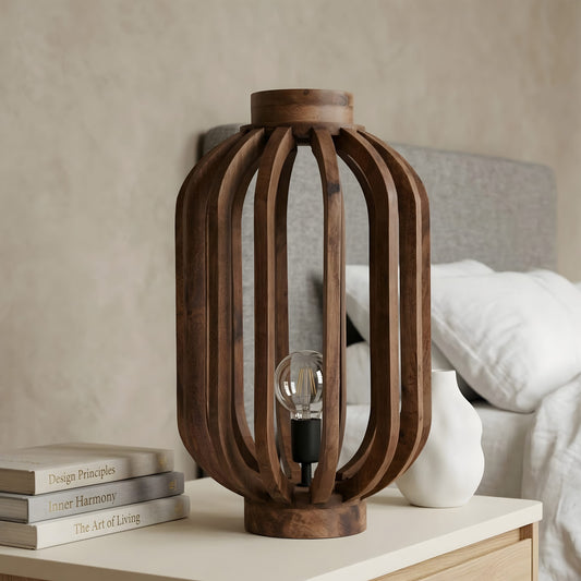 Marlow Open-Slatted Wooden Lantern Lamp