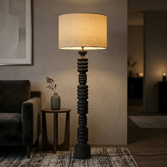 Torno Stacked Wooden Floor Lamp