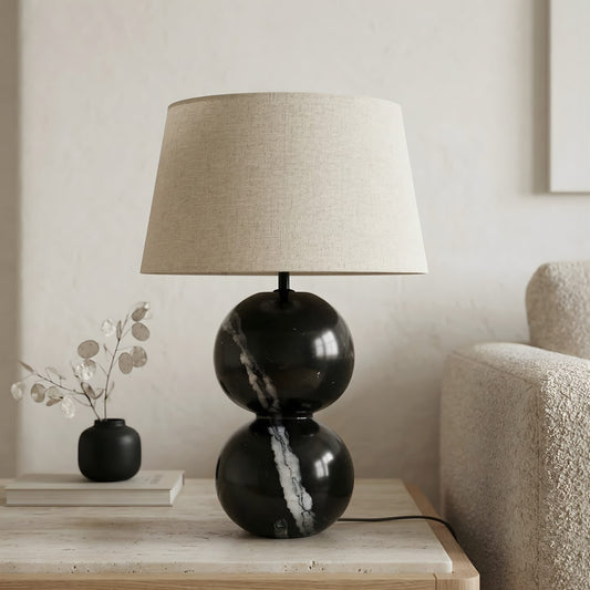 Vesper Stacked Black Marble Lamp