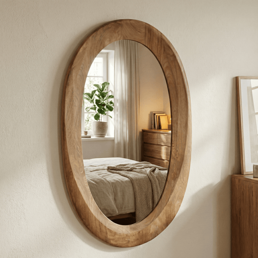 Aurelia Deep-Framed Wooden Oval Mirror