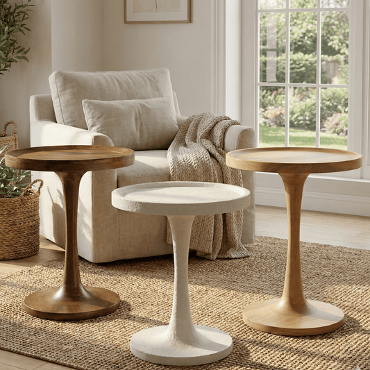 Lunara Tall Wooden Pedestal Table