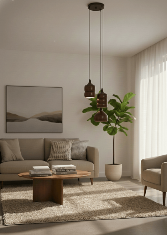 Solene Handcrafted Mango Wood Hanging Lamp
