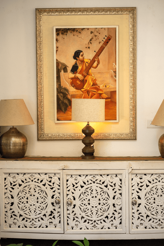 The Kael Geometric Wood Table Lamp