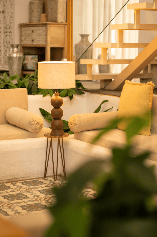 The Kairo Sculpted Wood Table Lamp