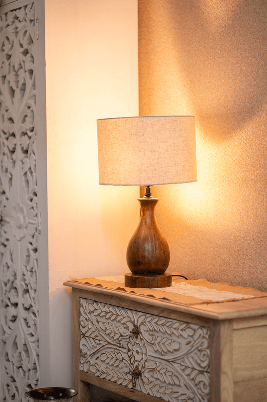 The Novara Pear Wooden table Lamp