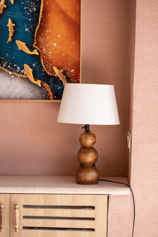 The Arlo Triple-Bead Wooden lamp